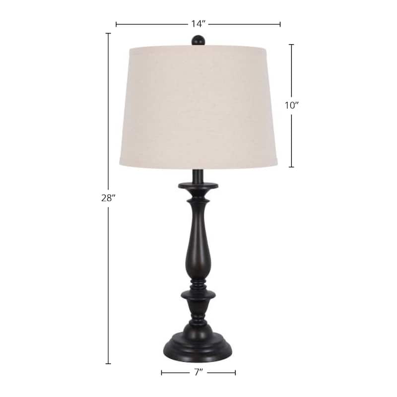 29" Resin Table Lamp, Dark Brown (Set of 2)