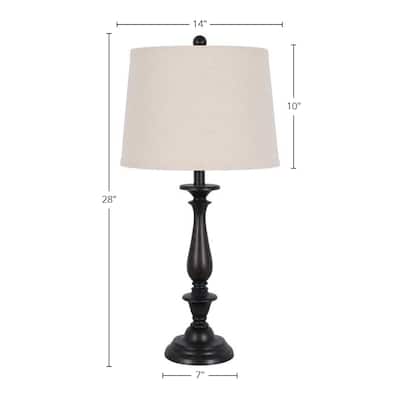 29" Resin Table Lamp, Dark Brown (Set of 2)