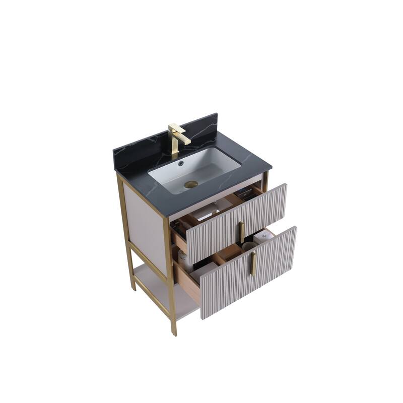 Fine Fixtures Serenity Modern Bathroom Vanity with Black Sintered Stone Top