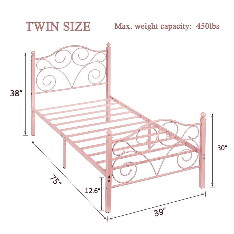 Javlergo Metal Bed Frame with Arched Headboard and Footboard, Heavy Duty Steel Slat Support, No Box Spring Needed