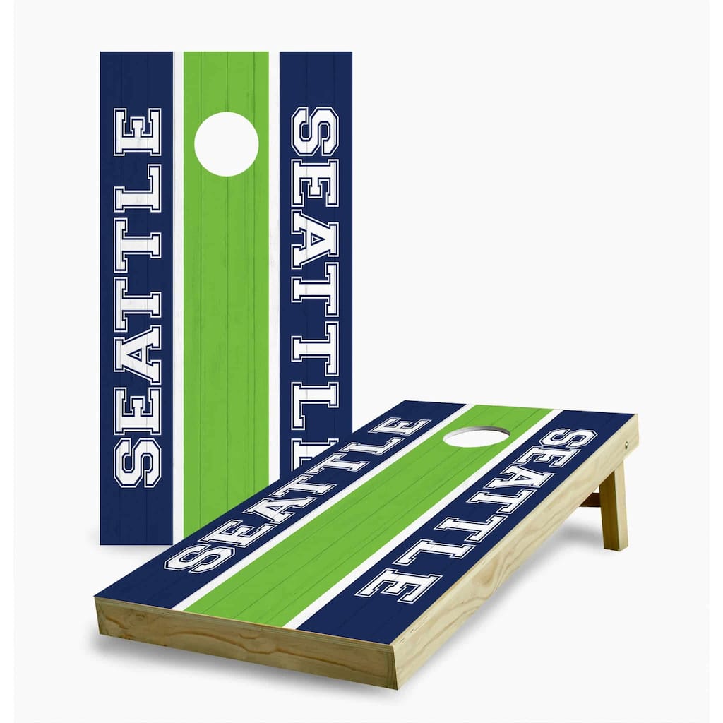 Seattle Seahawks Striped Cornhole Game (Choose Wraps or Boards)