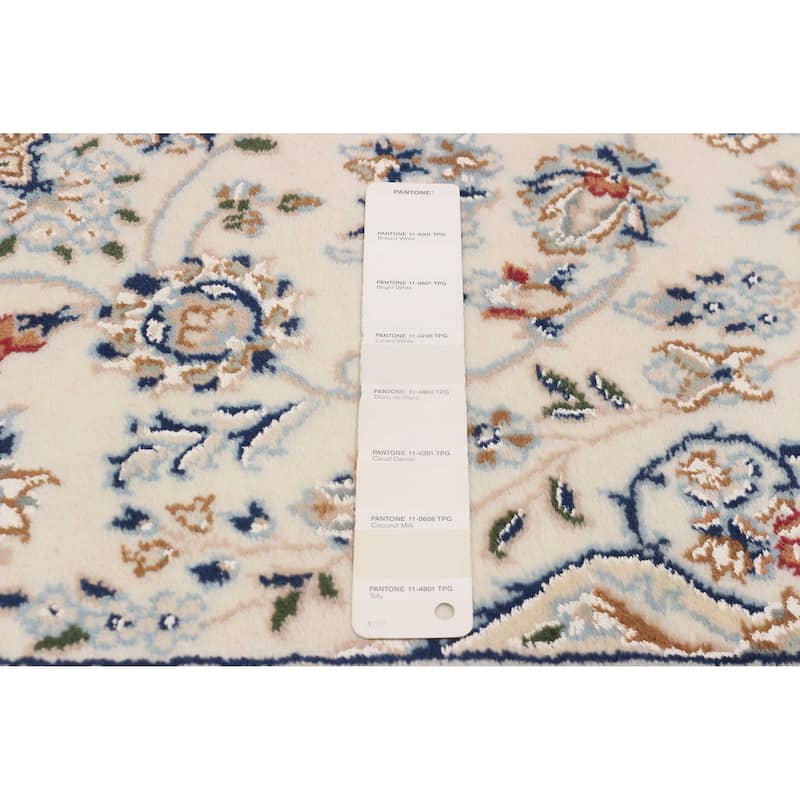 ECARPETGALLERY Hand-knotted Nain Cream Silk, Wool Rug - 4'0 x 6'2
