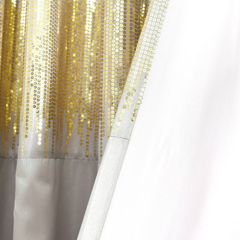 Silver Orchid Page Two-tone Faux Silk Glamorous Sequins Sparkle Single Curtain Panel