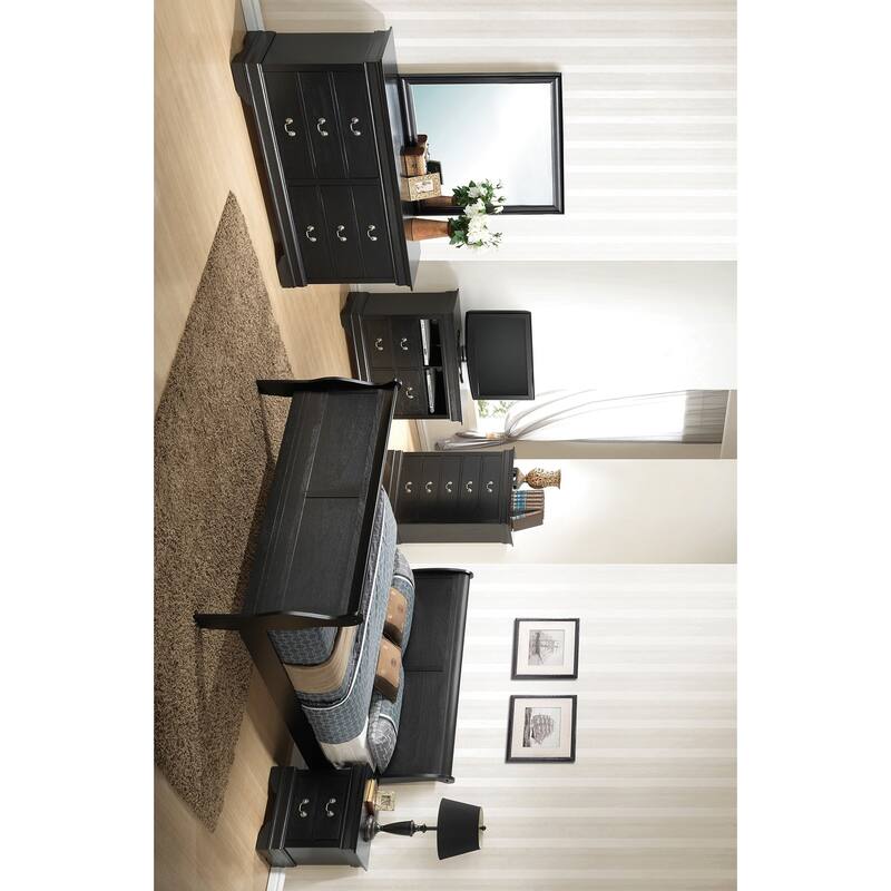 Wooden Sleigh Full Platform Bed - 90" - Black