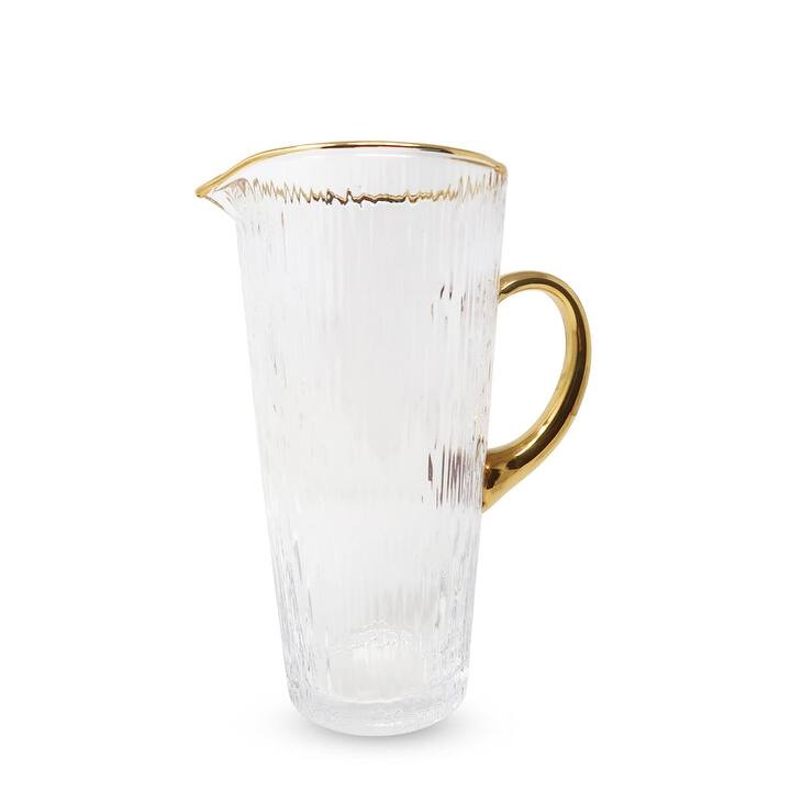 Clear Pitcher With Gold Handle and Rim, 50.8 oz