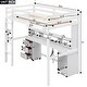 preview thumbnail 1 of 12, Twin/Full Size Loft Bed with Multi-Storage Desk, LED Light, and Bedside Tray - Charging Station, White
