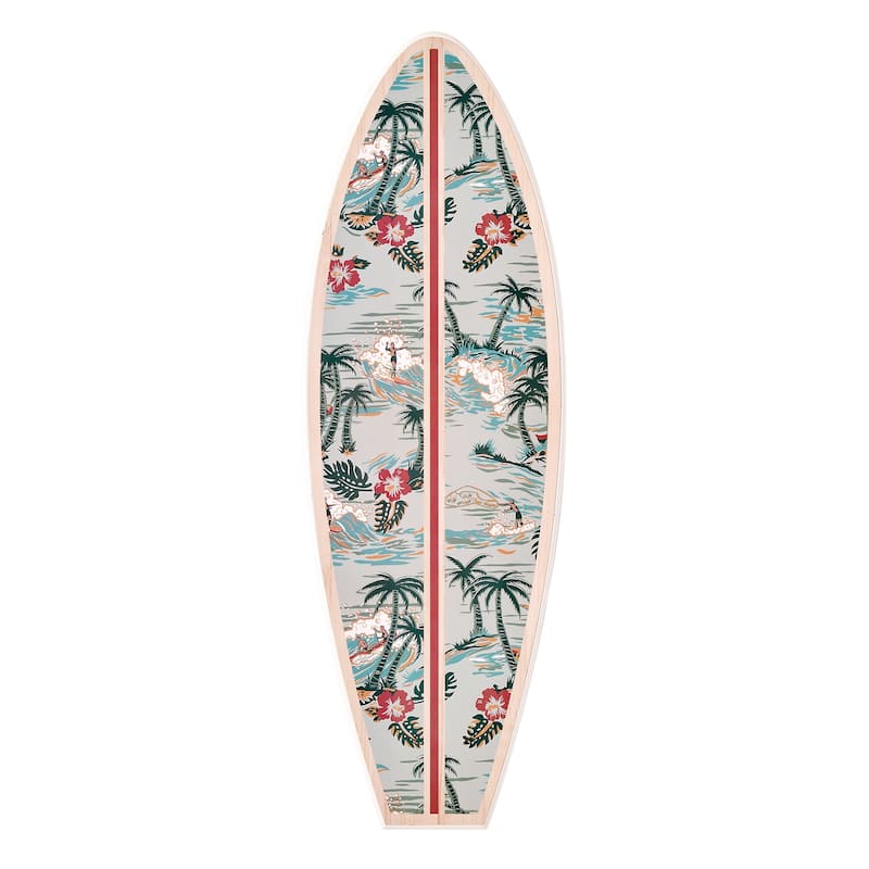 Kona Coast by Reyn Spooner 50th State Waves Surfboard Plaque - 8" x 24" x 0.75"