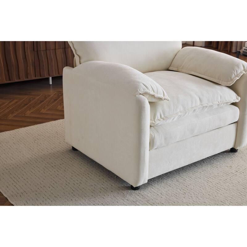 Oversized Chenille Bean Bag Chair, High Back Reading Armchair, Comfy Fluffy Sofa Chair with Cushions & Wide Seat