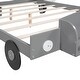 preview thumbnail 10 of 9, Gray Nordic Full Size Car-Shaped Platform Bed w/ Storage Shelf Upholstered Bed Frame No Box Spring Required, Space-Saving