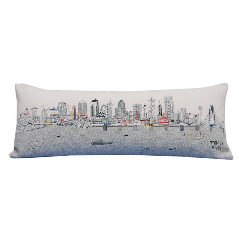 HomeRoots 35" White Dallas Daylight Skyline Lumbar Decorative Pillow