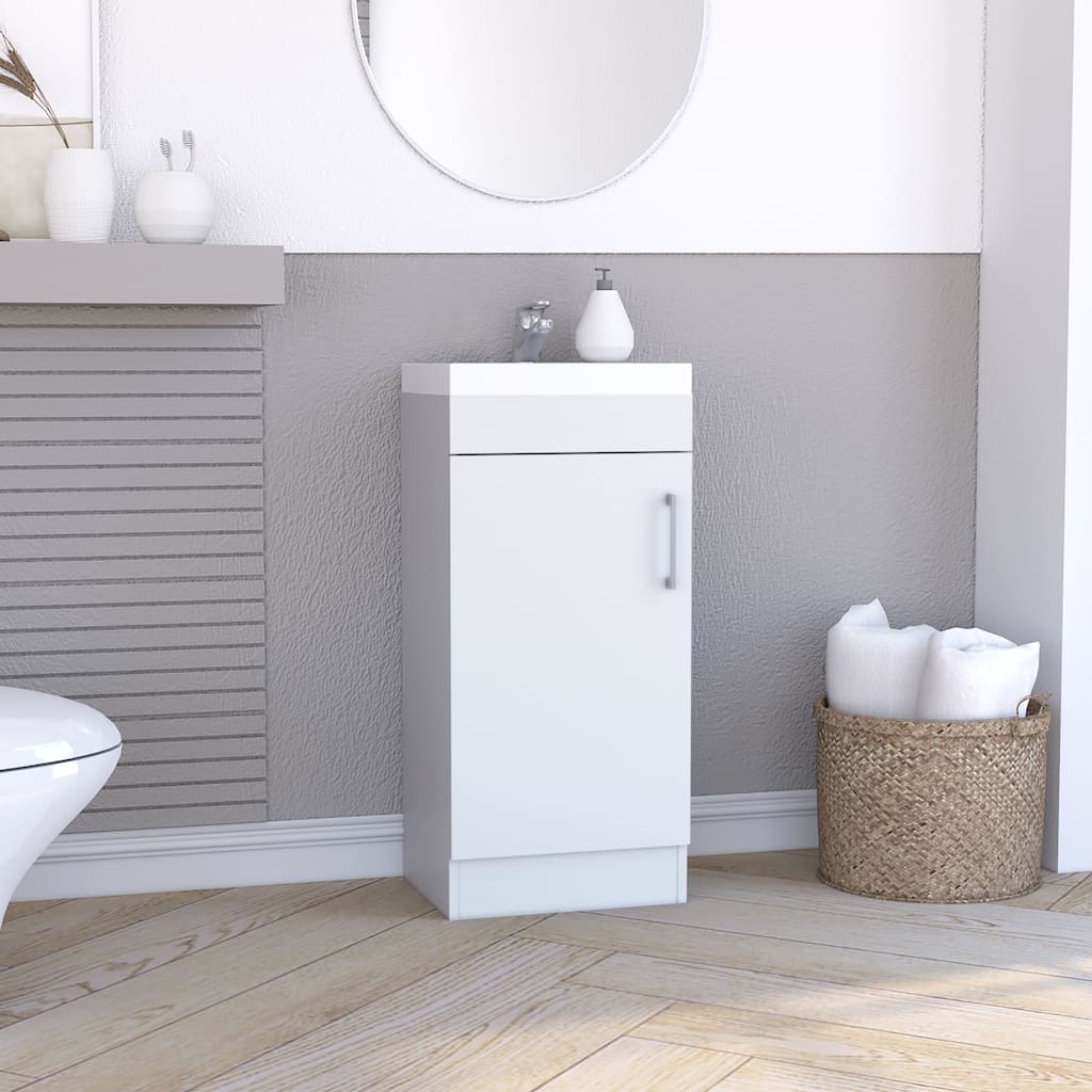 Modern Freestanding Bathroom Vanity with Storage Cabinet and Internal Shelf - 15.7in L