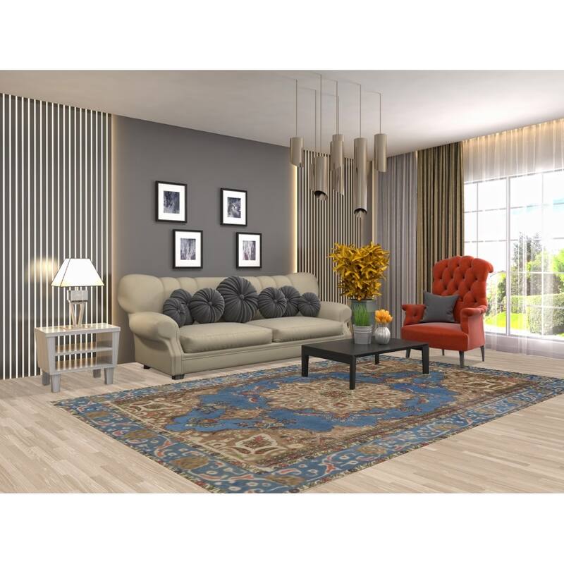 Blue Tabriz Persian Vintage Area Rug Handmade Bedroom Wool Carpet - 6'2"x 9'9"