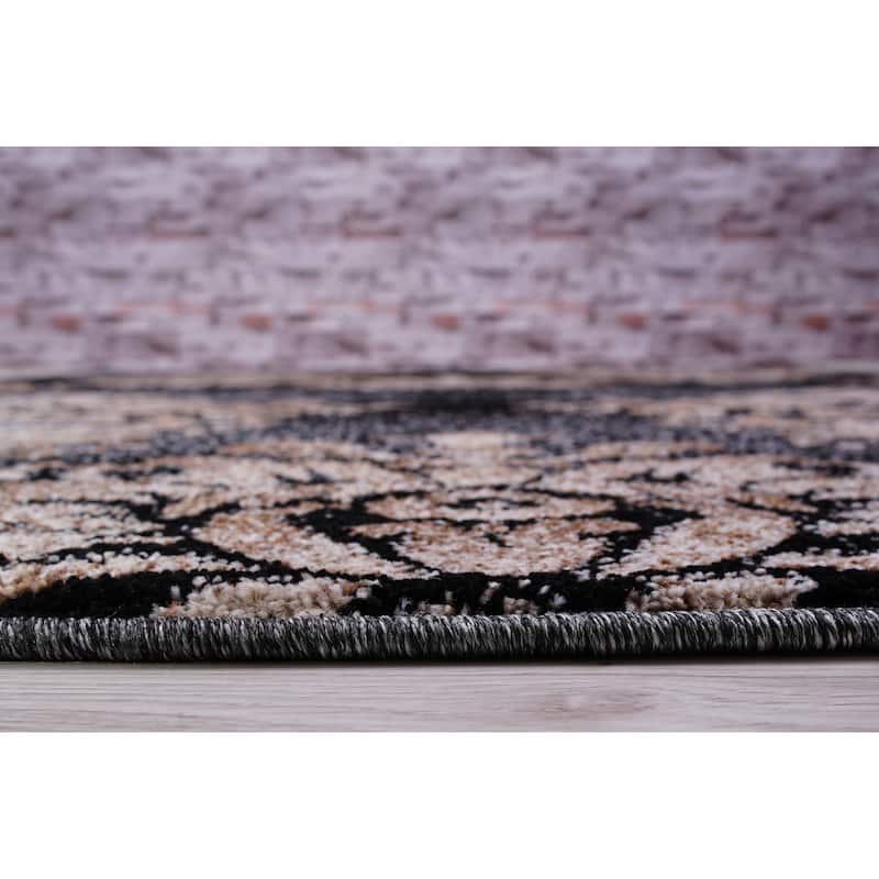 Sofia Black/Gold Polypropylene Area Rug