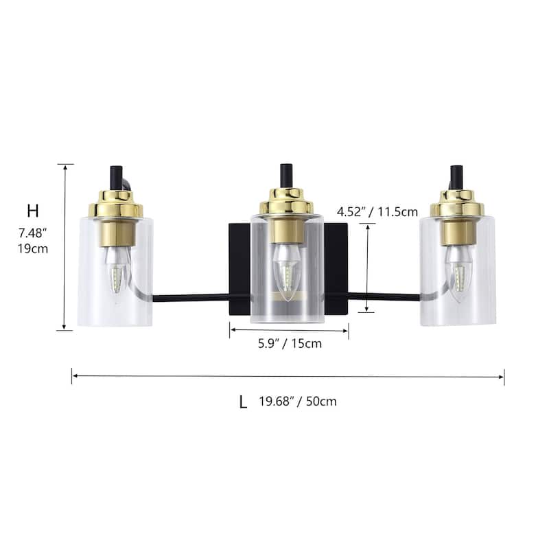 3-Lights Cylinder Luxury Style Bathroom Vanity Lighting - 19.7"D×5.9"W×7.5"H