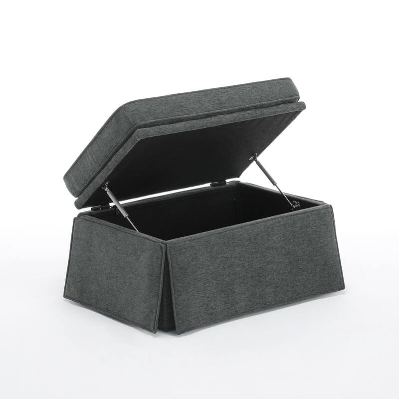 Chenille Swivel Accent Chair Storage Ottoman Set with Nailhead Trim Skirt