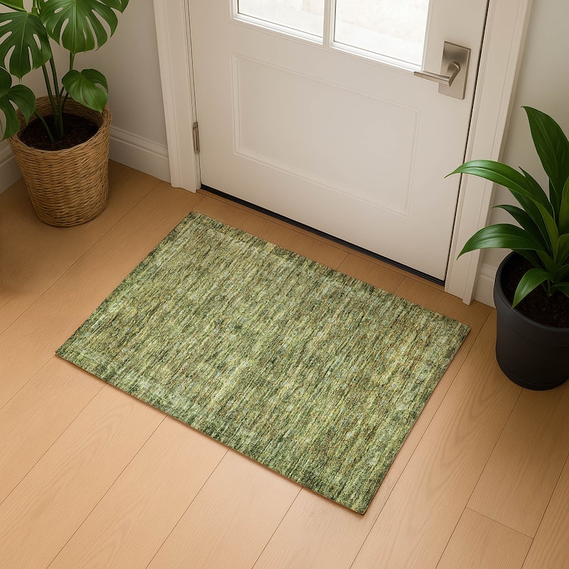 Premium Washable Super Soft Vintage Traditional Mayfield Rug - Aloe - 1'8" x 2'6"