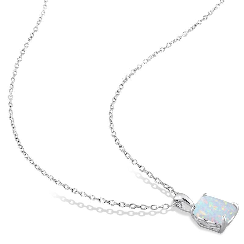 Miadora 5 3/4ct TGW Created Opal 2-Piece Set of Necklace and Earrings Sterling Silver