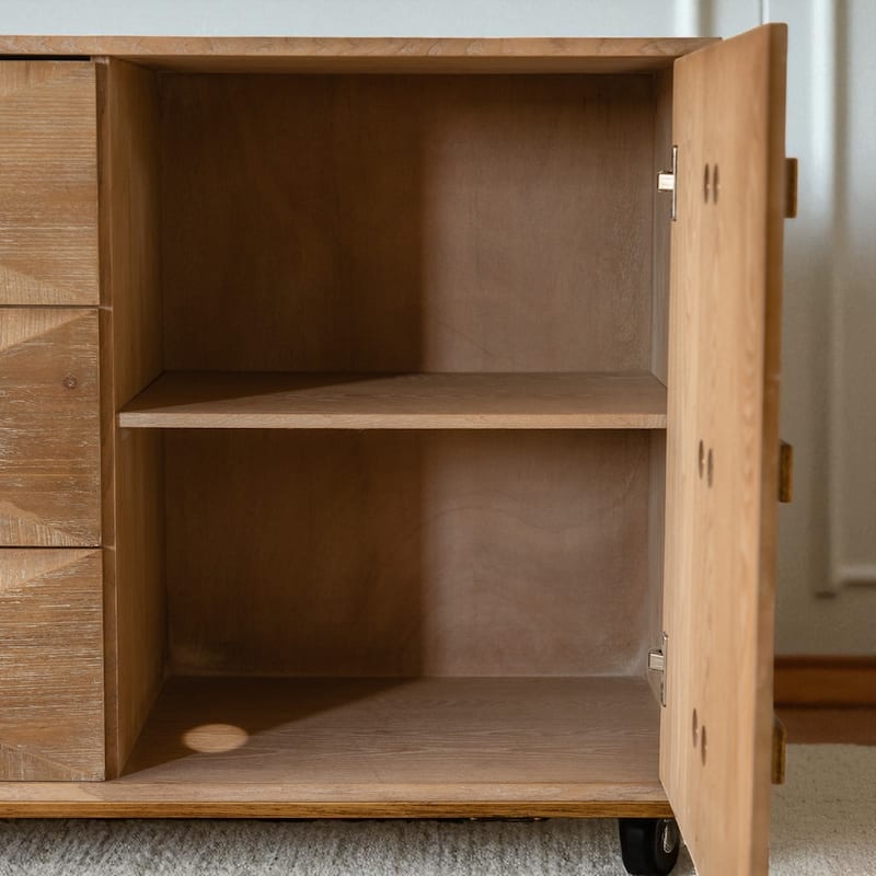 Modern 3 Drawer Dresser with 2 Door Cabinet, Adjustable Shelves, Solid Wood and MDF Storage Chest for Bedroom or Entryway