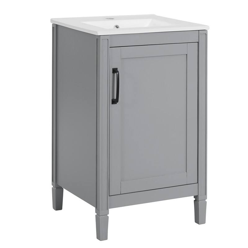 20" Bathroom Vanity with Ceramic Sink, Soft Close Door, Adjustable U-Shaped Shelf