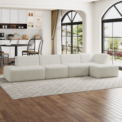 Oversized Corduroy Modular Sectional Fabric Sofa Set