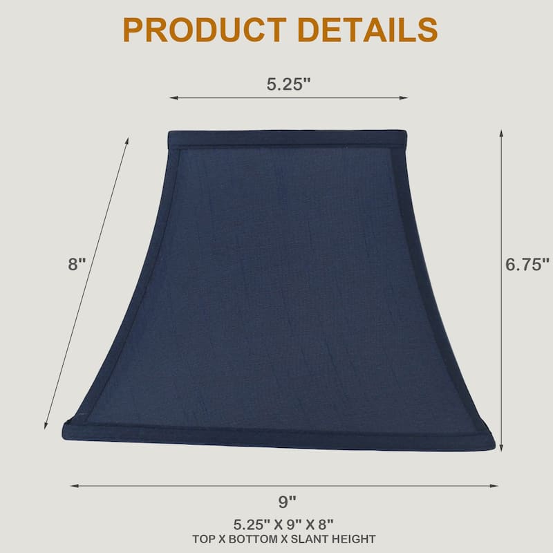 Silk Square Cut Lampshade, 5.25 inch Top, 9 inch Bottom, 8 inch Slant