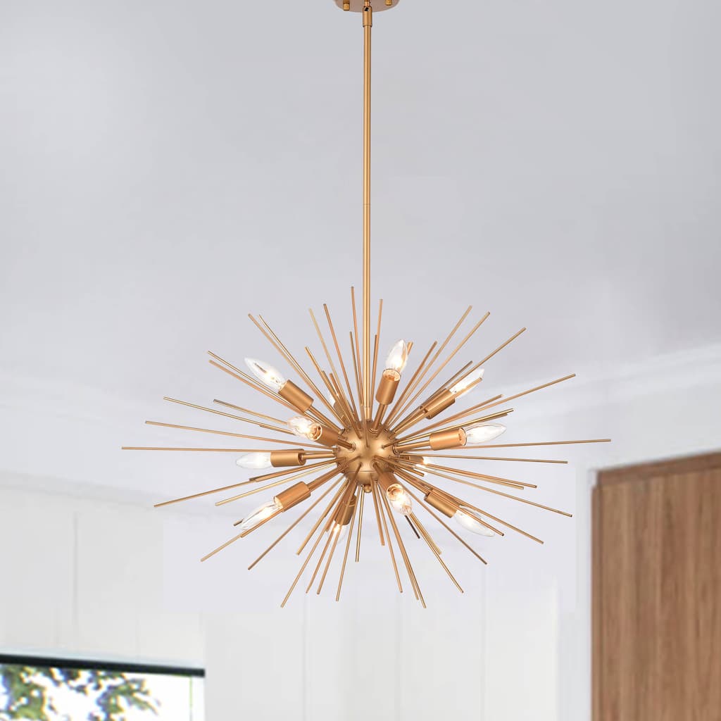 Lorena Shiny Bronze and Slender Rods Sputnik Chandelier