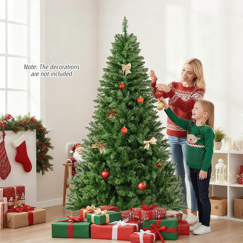 Gymax Artificial Christmas Tree w/990 Branch Tips 1000 Warm White LED
