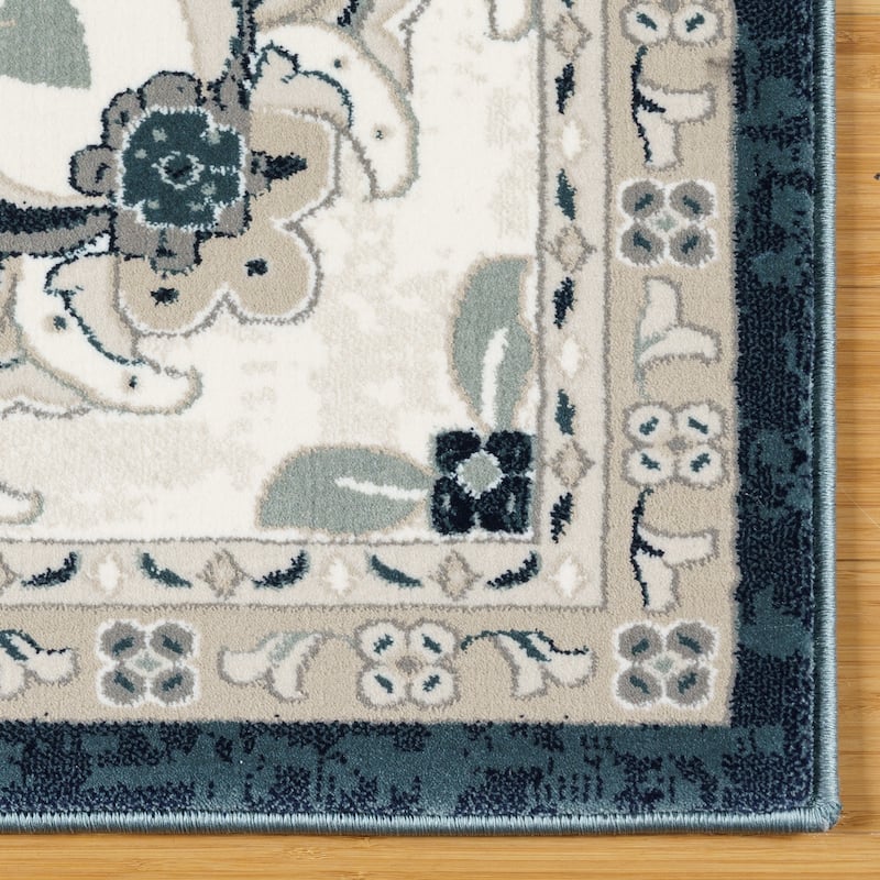 Gertmenian Majestic Moena Traditional Oriental Floral Medallion Wide Border Area Rug