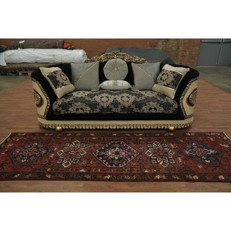 Hand Knotted Oriental 100% Wool Carpet Traditional Tribal Red Heriz Runner Rug - 10' 3'' X 3' 3''