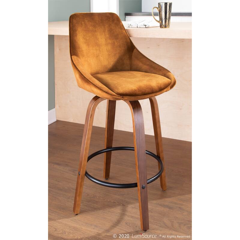 Carson Carrington Alba Velvet Counter Stool with Black Round Footrest (Set of 2)
