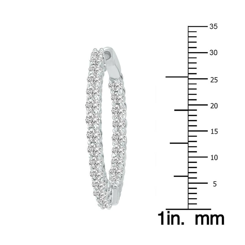Marquee 3 Carat TW Round Lab Grown Diamond Hoop Earrings in 14K White Gold