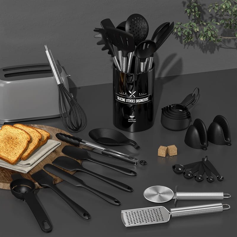 Silicone Kitchen Cooking Utensils Set-Umite Chef 43 pcs Heat Resistant Kitchen Utensils