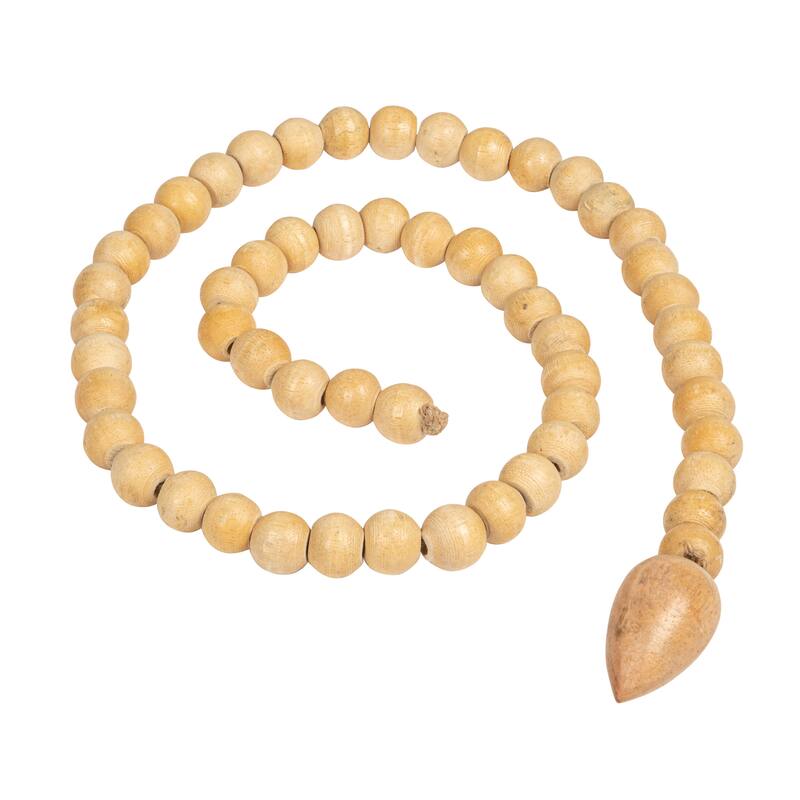 Wood Bead Strand with Decorative Wood Bead Drop