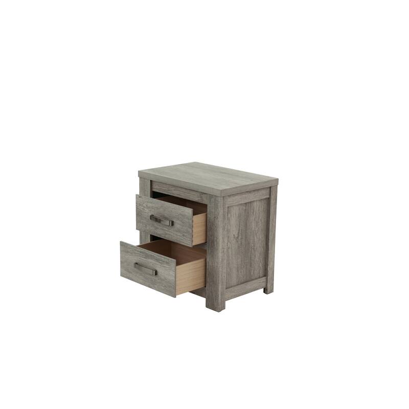 Bedroom Furniture Rustic Light Simple 1pc Nightstand 2-Drawers Bed Side Table Solidwood