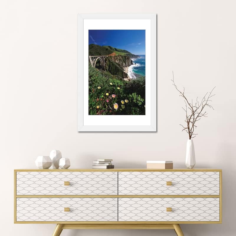 iCanvas "Wildflower Bloom at the Bixby Bridge, Big Sur Coast, California" by George Oze PFA