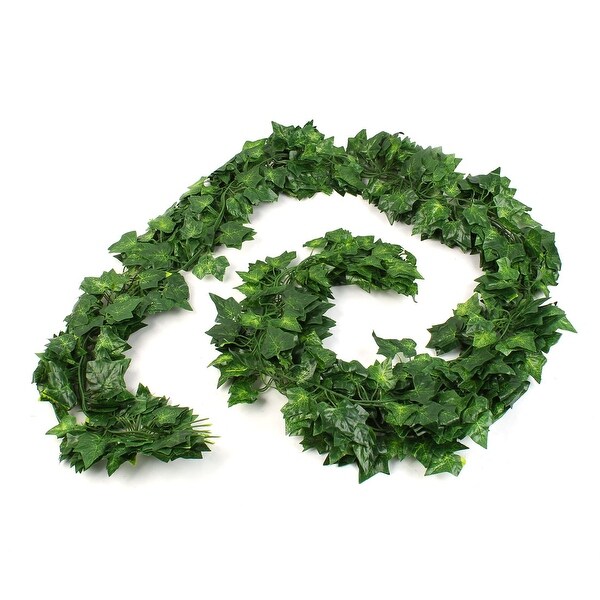 Unique Bargains Wedding Party Green Plastic Simulated Vine Plant Leaves Decor 6ft 1.8m 12pcs