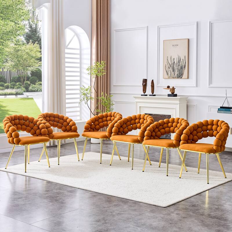 Velvet Dining Chairs Set of 2, Modern Upholstered Vanity Chairs Accent Chairs with Golden Metal Legs