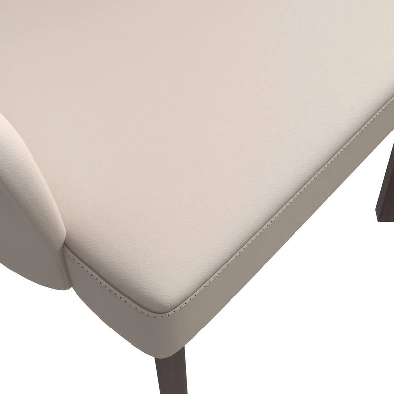 Ethos Leather Dining Chair with Rubberwood Legs Curved Back Accent Chair for Kitchen and Dining Room Set of 2