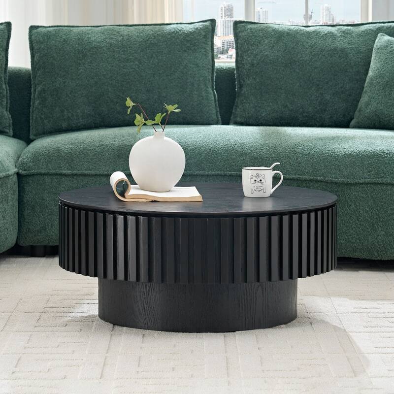 31.49'' Nesting Handcraft Drum Coffee Table with Storage