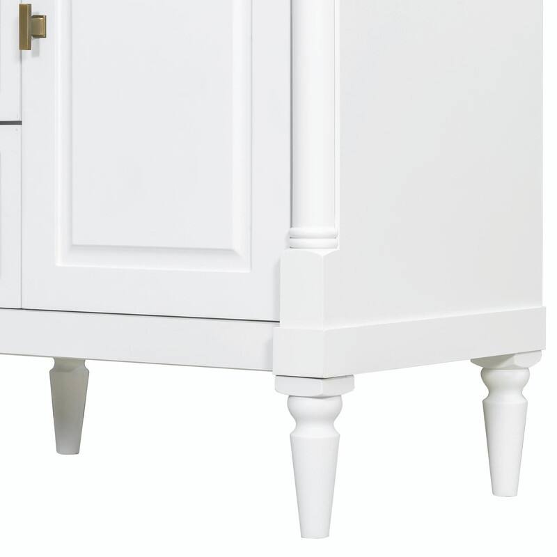 36" Bathroom Vanity with Sink, Freestanding Bathroom Cabinet with Ceramic Basin, Flip Drawer