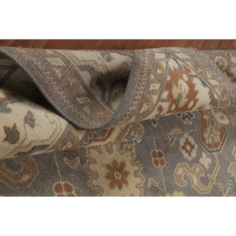 Gray Ivory Oushak Indian Area Rug Handmade Wool Carpet - 7'10" x 10'3"