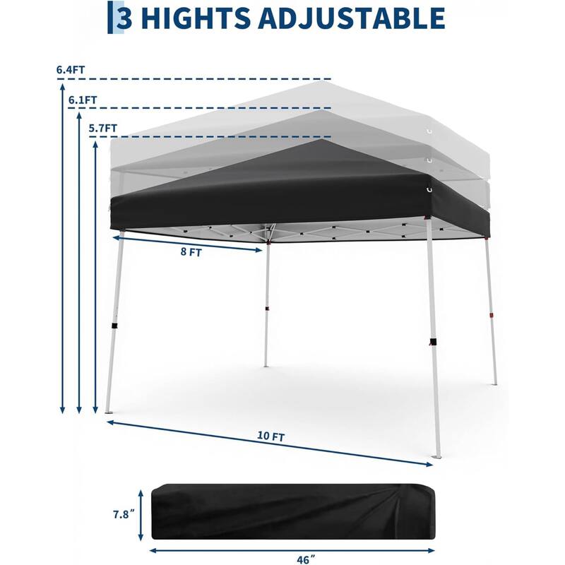 10x10FT Outdoor Portable Pop Up Tent Canopy with Carry Bag for Camping, Patio Deck Garden Beach
