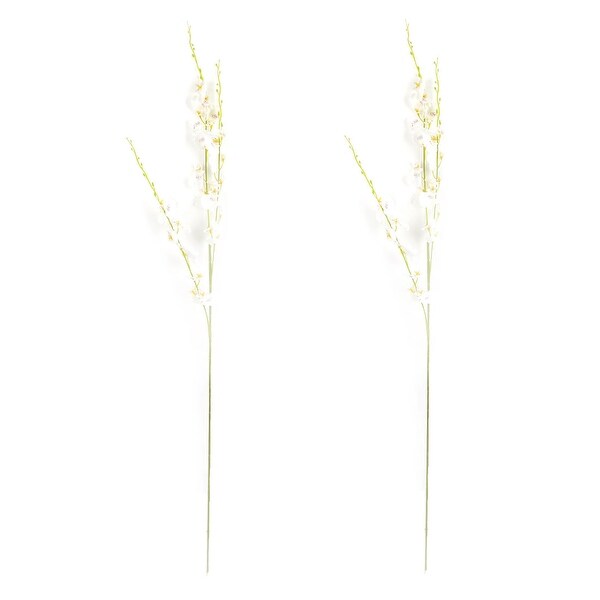 Balcony Garden Flowerpot Fabric Petal Emulational Artificial Flower White 2pcs