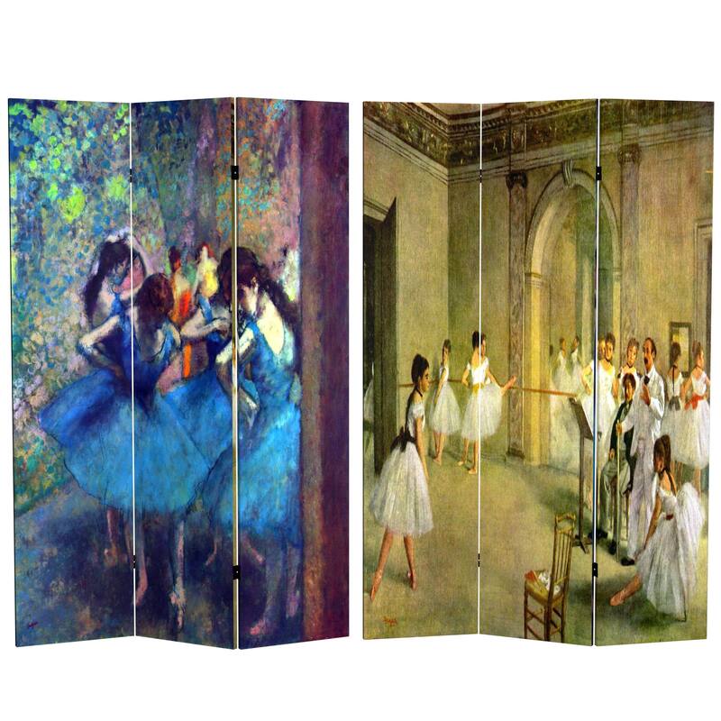 Handmade Canvas Double-sided 6-foot Dancers Works of Degas Room Divider (China)