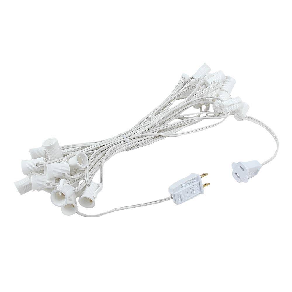 25 Foot C7 Twinkle Christmas Light Set, Hanging String Lights, White