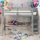 preview thumbnail 2 of 13, Grey Full Size Loft Bed Kids Bed with Wardrobe and Staircase