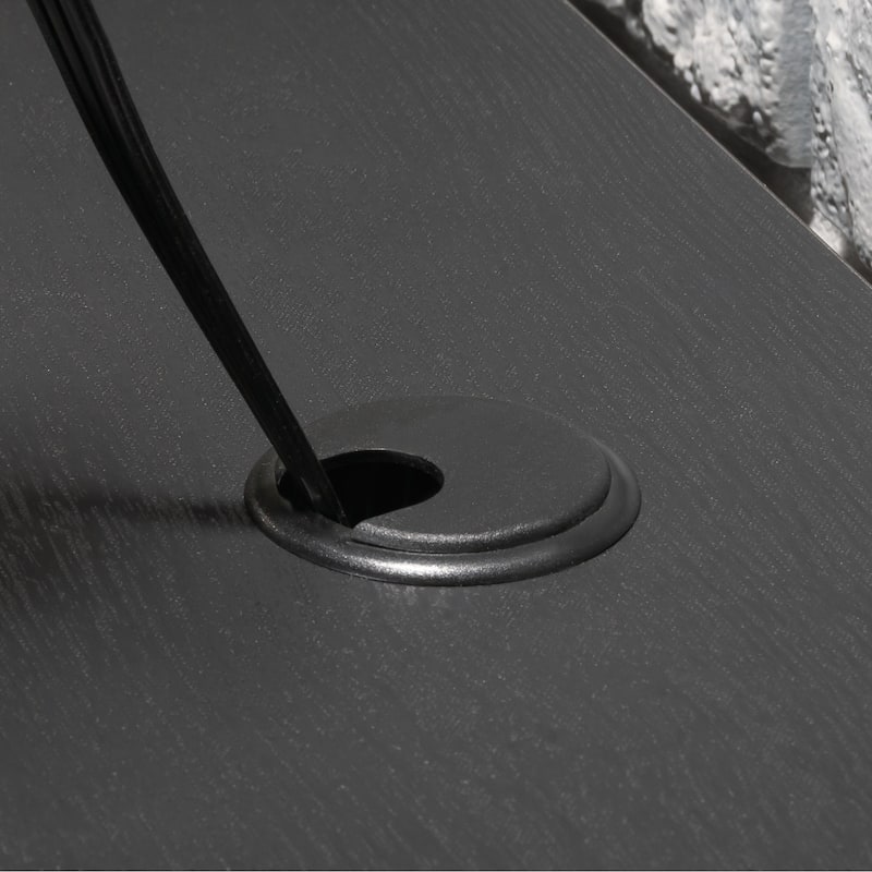 Anmytek Gray Oak Home Office Desk with Two Drawers Rustic Study Desk