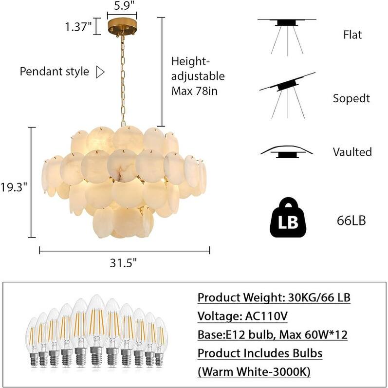 KAYLA Modern Natural Marble Living Room Chandeliers