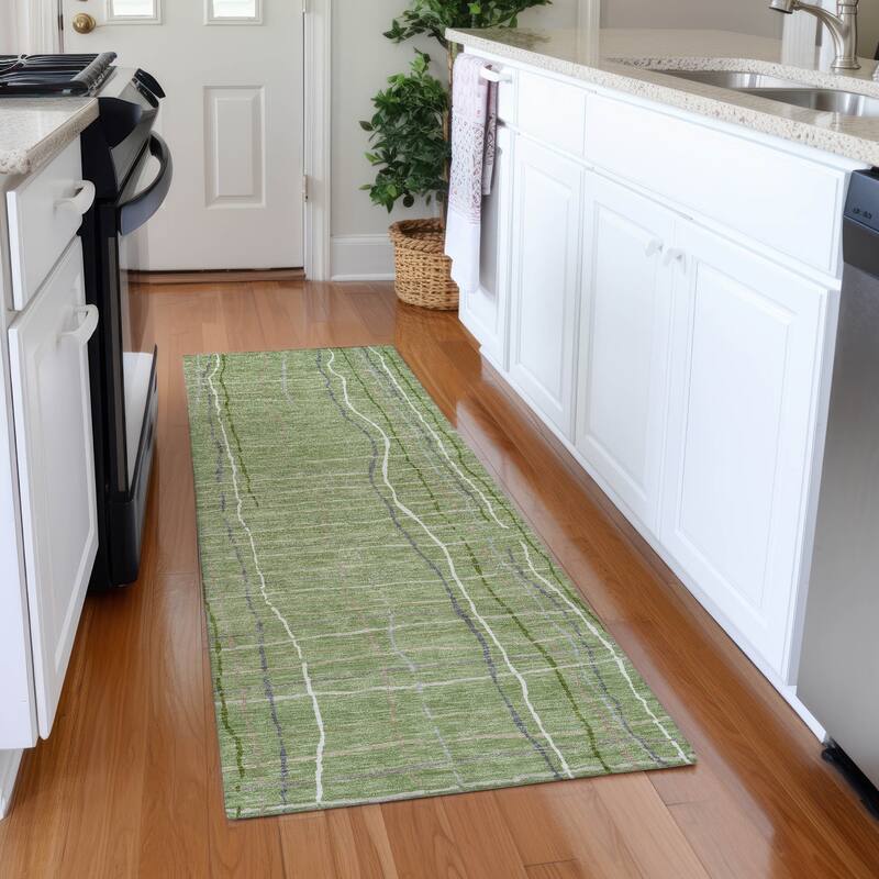 Premium Washable Super Soft Modern Gabriel Mayfield Rug - Green - 2'3" x 7'6"