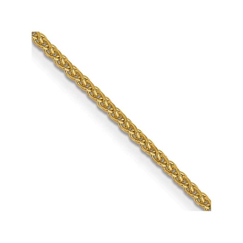 Curata Women's 14k Yellow Gold 1mm Solid Sparkle-Cut Spiga Chain Anklet - 10 Inch